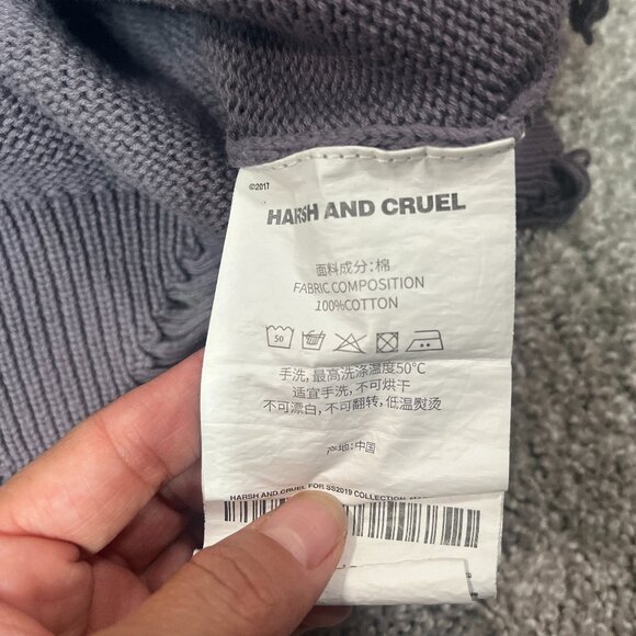 Harsh And Cruel Sweater Men XL Ripped Graphic Waste Land 100% Cotton Streetwear - Picture 11 of 11